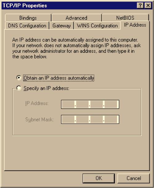 ADSL Router User Manual Configure PC to get IP address from DHCP If your ADSL Router operates as a DHCP server for the client PCs on the LAN, you should configure the client PCs to obtain a dynamic
