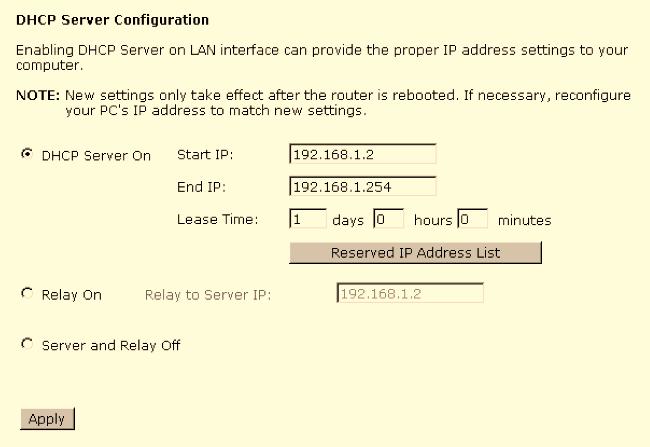 Chapter 4: Web Configuration Advanced Setup Local Network- IP Address This page is the same as you can see in the Configure LAN side Settings page while running the Quick Setup.