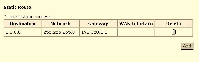 Click Apply to view the routing result. This page shows all the routing table of data packets going through your ADSL Router.