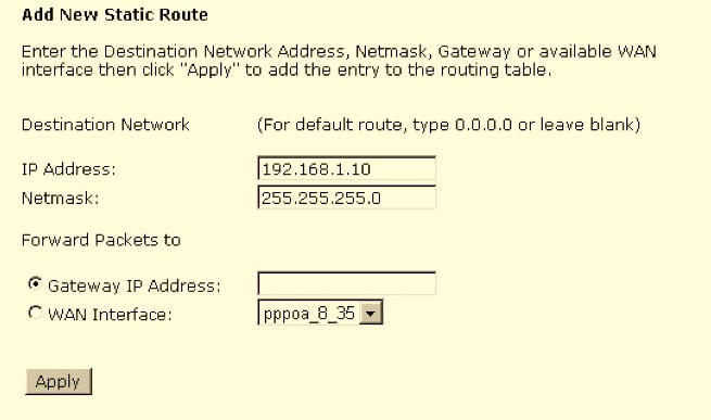 Click Yes to remove the static route, or click No to keep the setting.