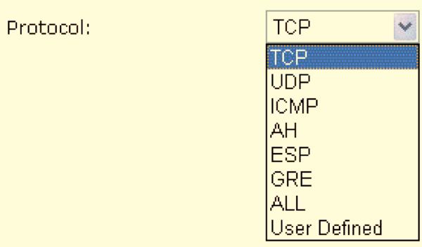 Source/Destination IP address: To specify IP address to allow or deny data transmission, please pull down the drop-down menu to choose a proper one.