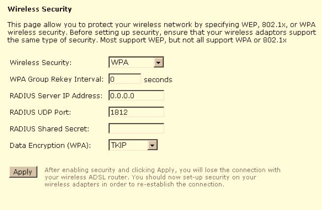 Chapter 4: Web Configuration For WPA (Wi-Fi Protected Access) WiFi-Protected Access: The WPA is suitable for enterprises.