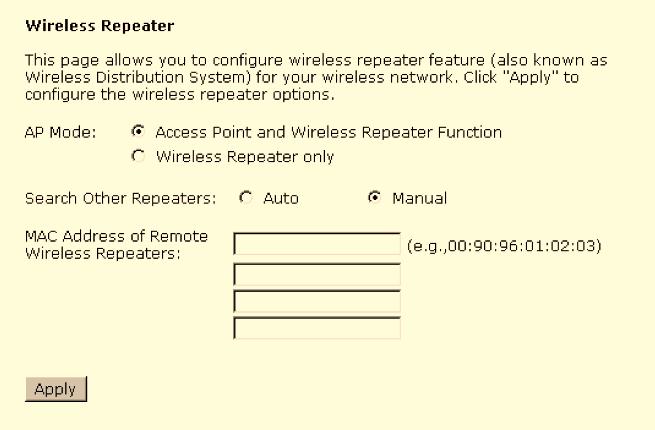 Search Other Repeaters: Click the Scan Now button to scan search other repeater in the wireless network.