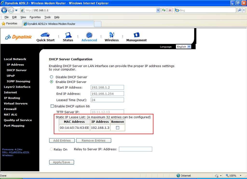 10. The reserved IP address will be shown for the