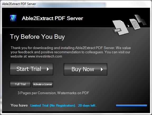 4 Activating Able2Extract Server / Entering the PIN After purchasing the Able2Extract PDF Server license, yu will receive a PIN number.