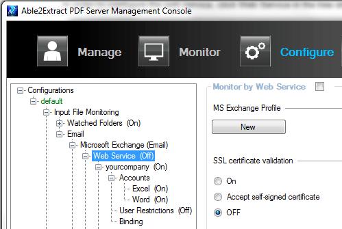 7.1.1.2 Creating a new MS Exchange Prfile In rder t create a new MS Exchange Prfile, chse Web Service frm the tree