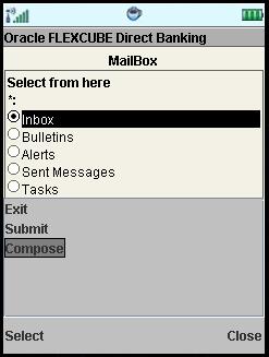 Mail Box 15.4. Compose Compose 14. Click the Options menu. The system displays below pop up. 15. Select the Compose option to compose message.