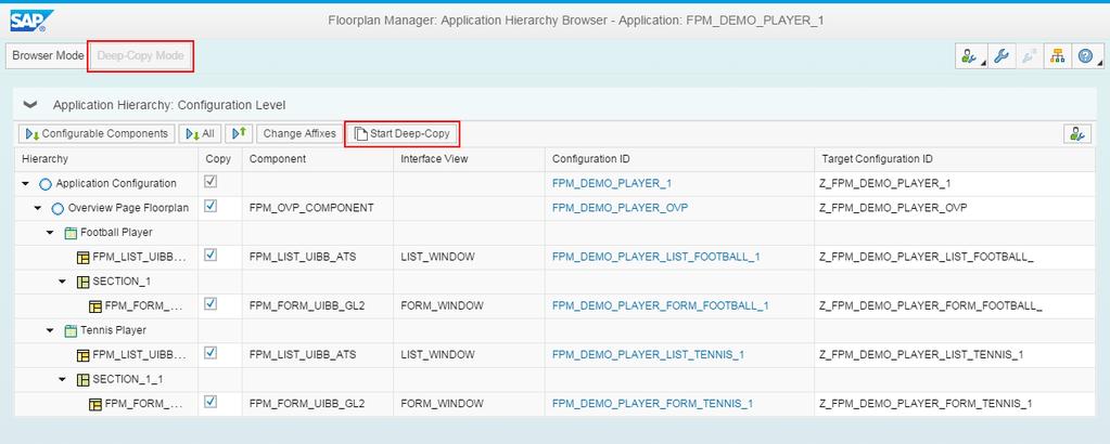 Copy Application The Application Hierarchy Browser allows us to not only analyze the structure of an FPM-based application on different persistence levels (Configuration, Customizing, Context Based