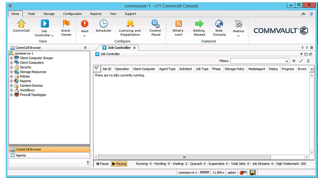 CommCell Console Overview The CommCell Console is the graphical user interface used for advanced management of the CommCell environment, with more detail and options available than in the Admin
