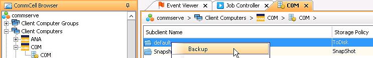 Performing Backups Streaming Data Transfer Streaming backups to disk or to tape can be created using various tools: The Commvault CommCell Console. The SAP HANA Studio.