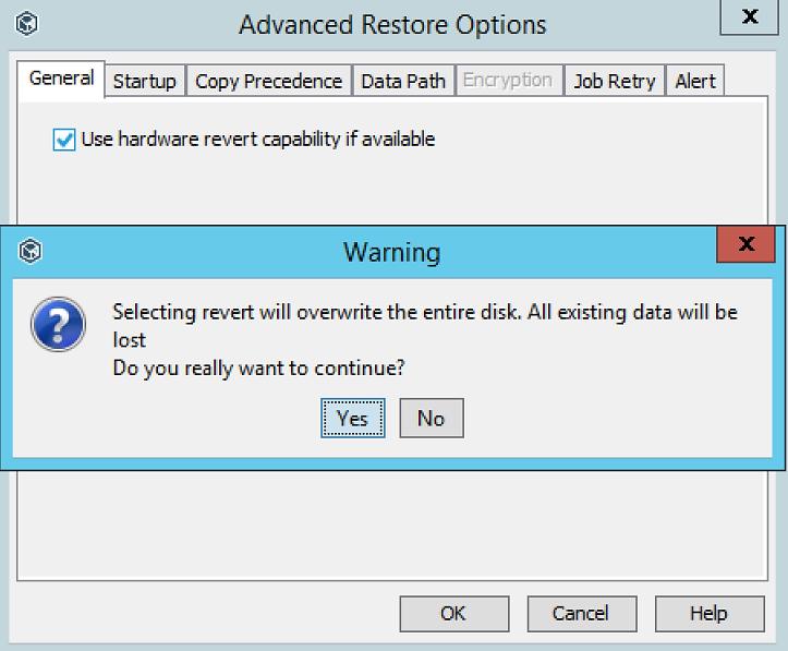 It is three step process where one selects a snapshot backup job, goes through a dialog and then start the restore. Commvault can execute the restore in two ways.
