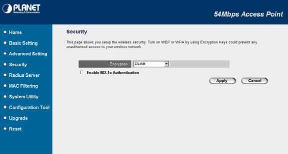 3.4.1 WEP When you select 64-bit or 128-bit WEP key, you have to enter WEP keys to encrypt data.