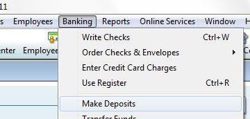 Deposit = Total Payments - Total Merchant Account Fees epnplugin records approved transactions in the Undeposited Funds section of QuickBooks. From the QuickBooks Banking menu, choose Make Deposits.