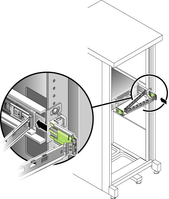 3. Insert the larger extension into the end of the right sliding rail (FIGURE 2-21).