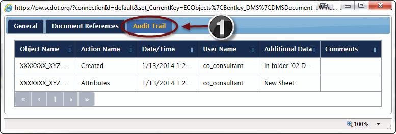 1. Select the Audit Trail tab from the dialog box that appears. 2.