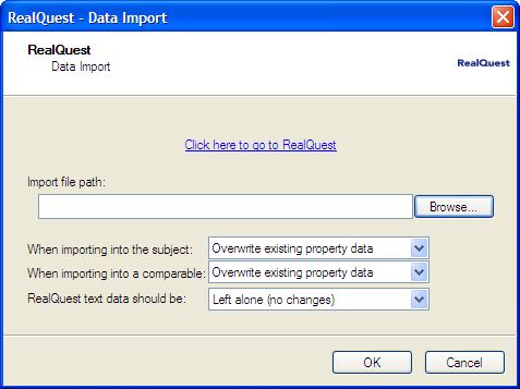 3. Click Browse, navigate to the storage folder and select the exported.xls file. Select the import options and click OK to continue, or click Cancel to abandon.