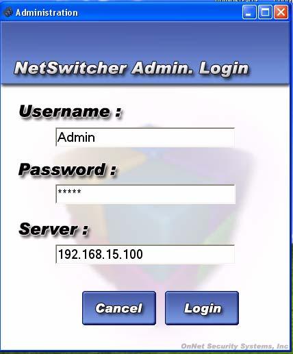 Launch Internet Eplorer from each NVR 2. Enter the IP address of the NetSwitcher Server/NetSwitcher in the address bar, i.e. http://192.168.15.100/netswitcher 3. Server Type should be Image Server 4.