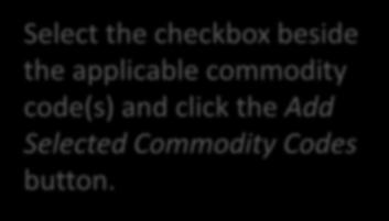 click the Add Selected Commodity