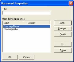 J: Add Report Properties Report properties can be used to prompt the user to enter information about the report when they run the Report Wizard. 1. Select File Properties from the pull-down menus. 2.