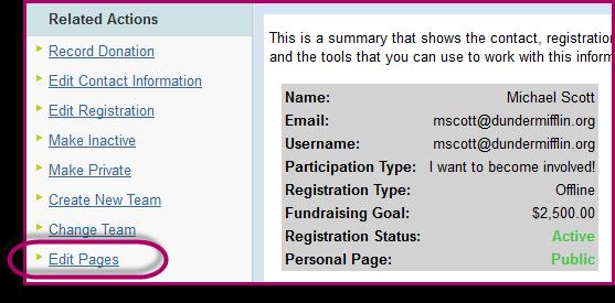 4. Beside the participant s account, click Manage Participant to access the participant s profile. 5. Within the participant record is a menu of Related Actions.