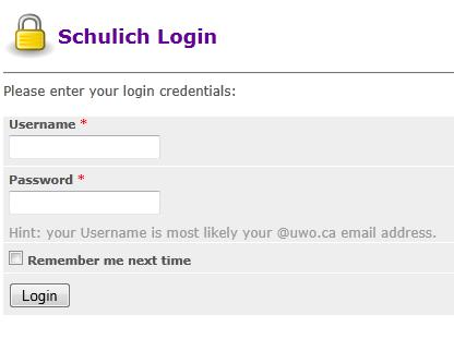 Enter your Username and Password. If you are a Web I M P O R T A N T Administrator, your Username is most likely your @uwo.ca email Valuable information address.