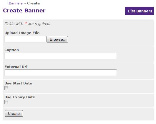 This window will allow you to create a banner, or list All, Previous, Current or Future Banners.