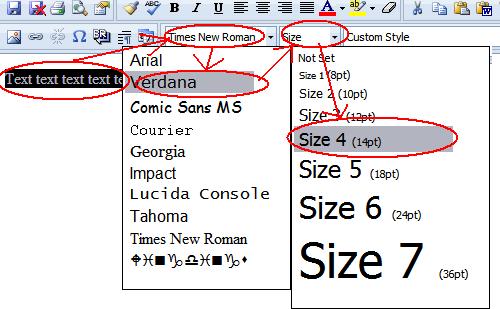 Formatting Text Choosing a Font TUTORIAL: Gold-Vision Connect 3.6 Fonts and font size can be modified by using the appropriate dropdowns from the toolbar.
