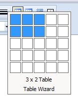 6 Using the Wizard select the number of rows and columns required Once the