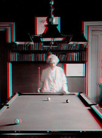 Mark Twain at Pool Table", no