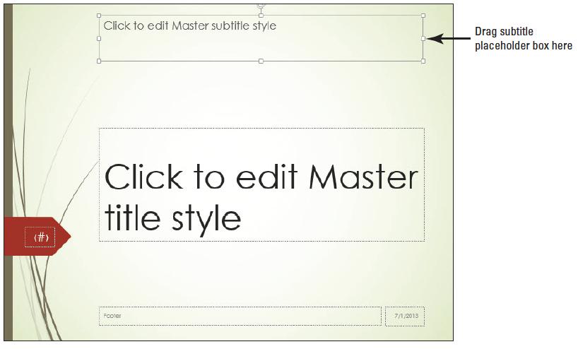 Step by Step: Move and Resize Placeholders on a Layout Master 4. Position the mouse pointer over the border of the subtitle placeholder, but not over a selection handle.