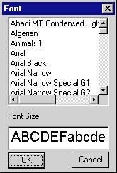 08.97 Graphics Designer Example: or Click the right mouse button on the font displayed in the "Static" column. This opens the pop-up menu.