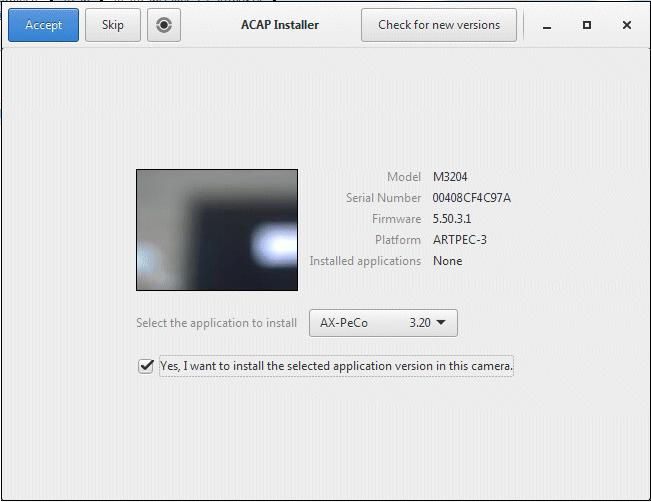 Both options are detailed below. 3.3.1. Automatic installation with ACAP Installer ACAP Installer is a program that facilitates the installation of the AX-PeCo application in a camera.