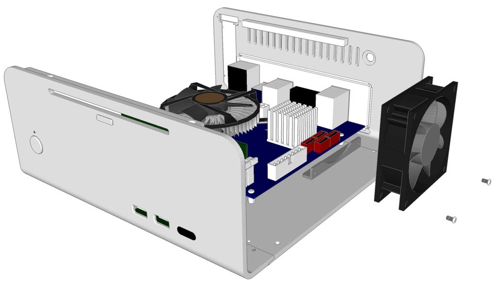 Fitting the Chassis Fan The F7C can accommodate a single 80x80x20mm fan to extract warm air