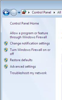 Now go to Allow a program or feature through Windows