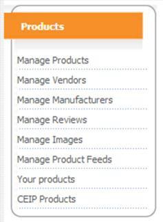 However, you can edit basic information about each one of these products. To edit CEPI product information (including prices): Click on the Products link on the top of the Admin area.