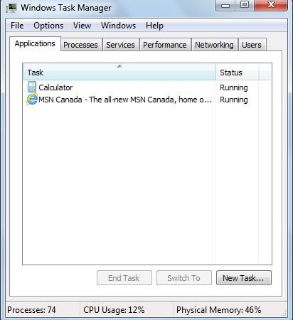 Unit 2: Using Windows 7 Lesson 9 To display the Task Manager, use one of the following methods: Press the + + key combination to display a screen with options to lock the computer, switch user, log