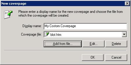 Option Only if message text is present Use this coverpage when no default coverpage is associated with a user Description Include a coverpage only when sending a fax that contains a message body (for
