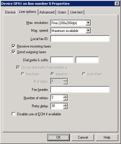 Screenshot 49: The line options tab 5. From the Line options tab, configure: Option Max. resolution Max.