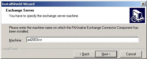 Enter the exchange server machine name and click Next. 5.