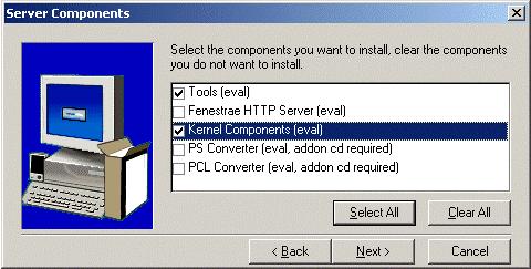 Fax Operation 7. Choose Tools and Kernel Components and click Next>.