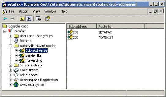 Fax Operation Automatic Inward Routing 1. Right-click Sub-addresses under Automatic inward routing and select option to Add. 2. Enter the Sub-address.