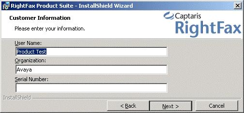 Fax Operation RightFax Installation & Config 1. Run the installation from the RightFax sever software CD.