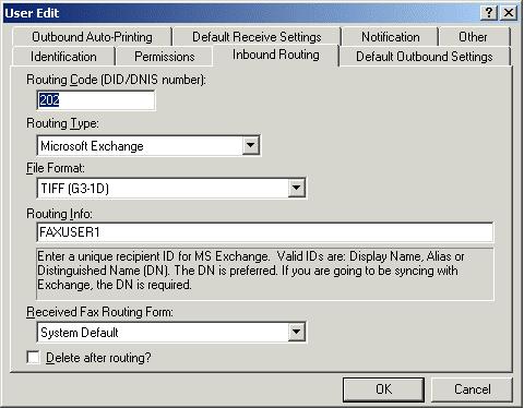Fax Operation 4. Select the Inbound Routing tab. 5.
