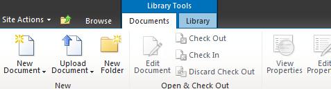 Library Tools in Shared Documents Once the folders are created there are two different ways in which you can add content to them; firstly by