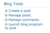 9.4. Creating and managing Blog posts To be able to create and manage your Blogs you need to use the Blog Tools on the right hand side of your Blog page, these will allow you to create