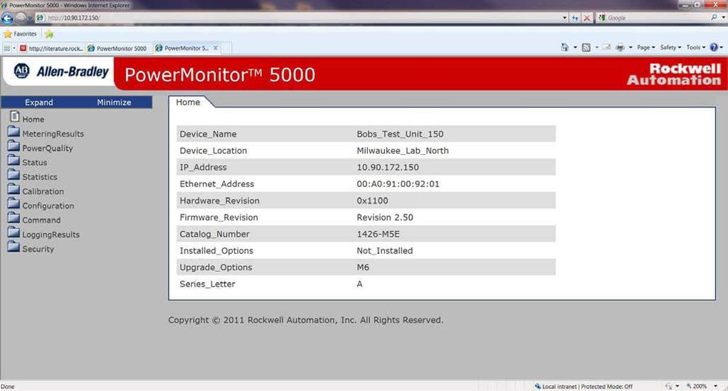 Option 2: View the PowerMonitor 5000 Webpage The PowerMonitor 5000 webpage can be accessed in the following ways: Ethernet: If the PowerMonitor 5000 unit is able to communicate through an Ethernet
