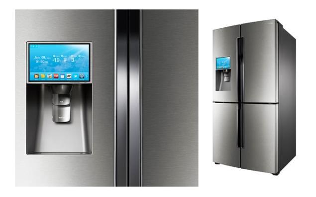 Connected fridge Fancy UI with animations Large display with touchscreen Connectivity (Wifi,