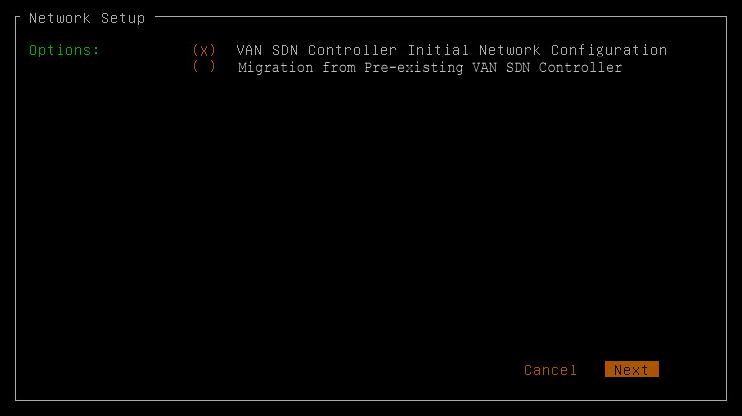 7. The Network Configuration screen is then displayed. Enter the hostname for the VM at the prompt.