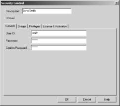 RSBizWare Administrator s Guide 2. Press the Add User button to display the User Security Control dialog. 3.
