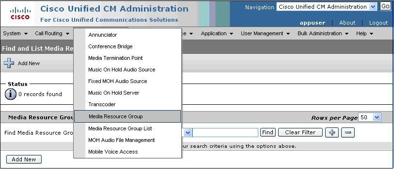 6.2. Administer Media Resource Group The Cisco Unified CM
